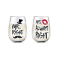 Couple Wine Glasses Set | MR Right and MRS Always Right
