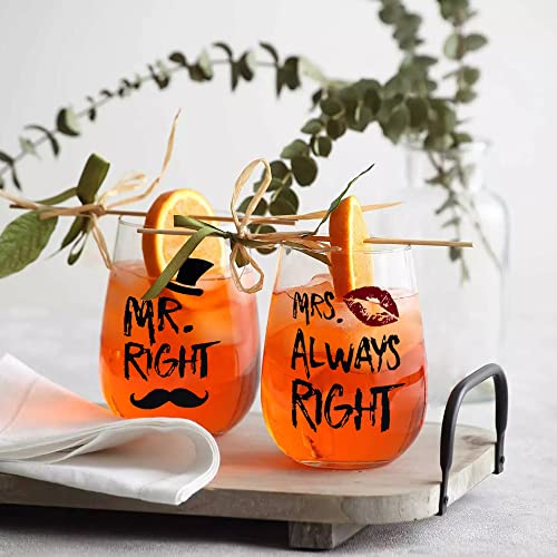 Couple Wine Glasses Set | MR Right and MRS Always Right
